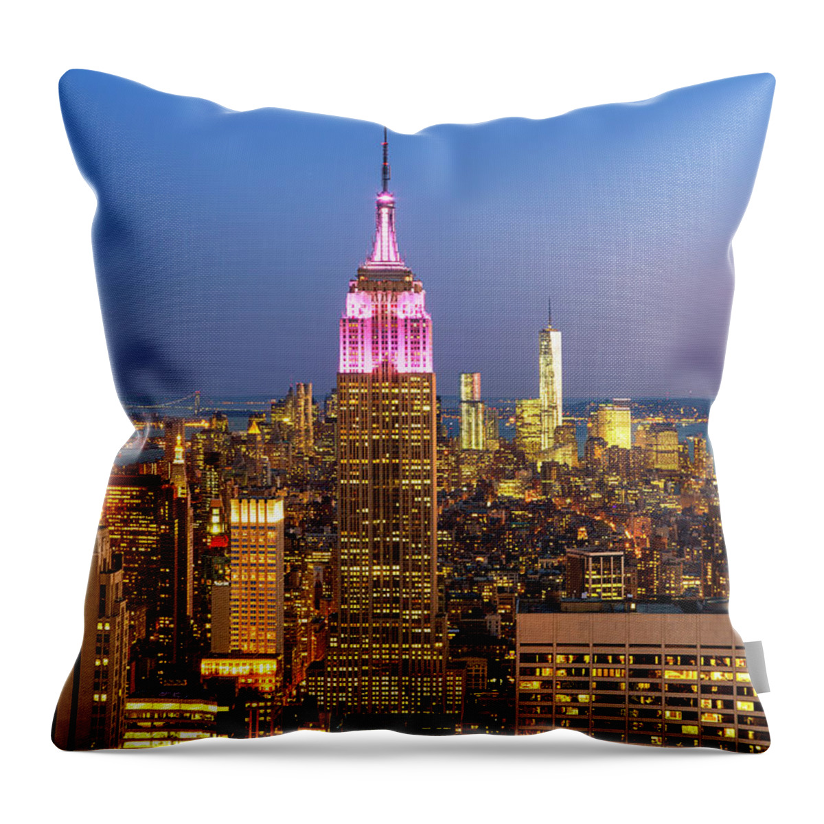 Tranquility Throw Pillow featuring the photograph Empire State Building At Dusk by Sylvain Sonnet