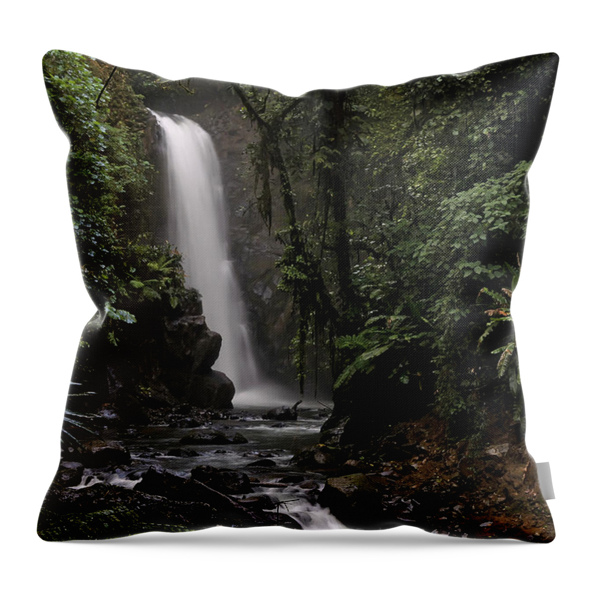Waterfall Throw Pillow featuring the photograph Encantada Waterfall Costa Rica by Teresa Zieba