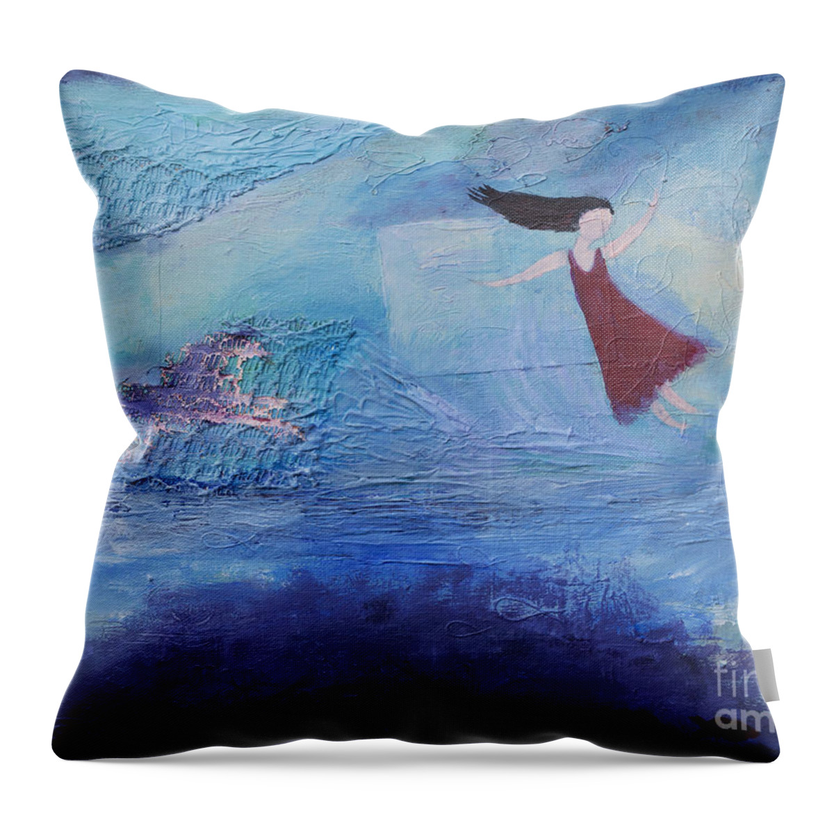Girl Throw Pillow featuring the painting Enchanted by Stella Levi