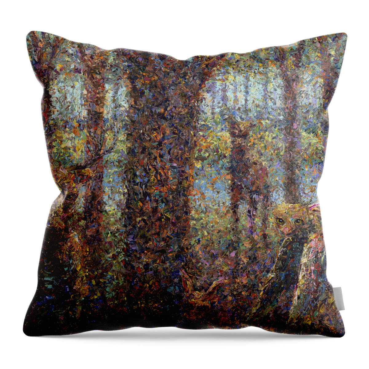 Animals Throw Pillow featuring the painting Encounter by James W Johnson