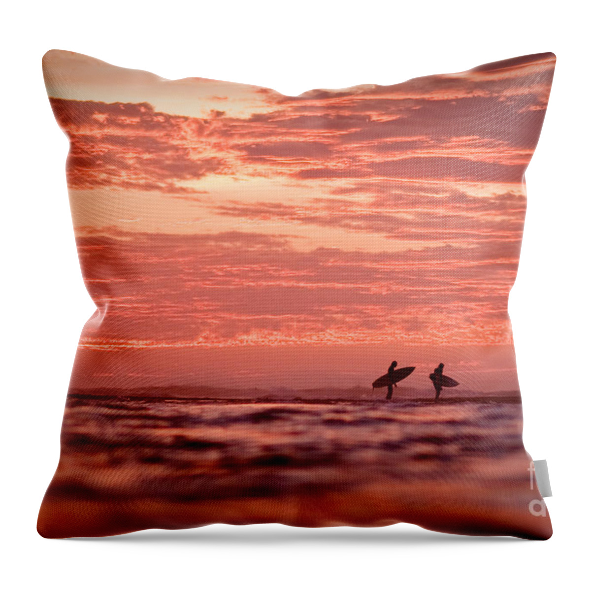 Surfing Throw Pillow featuring the photograph End of A Perfect Day by Paul Topp