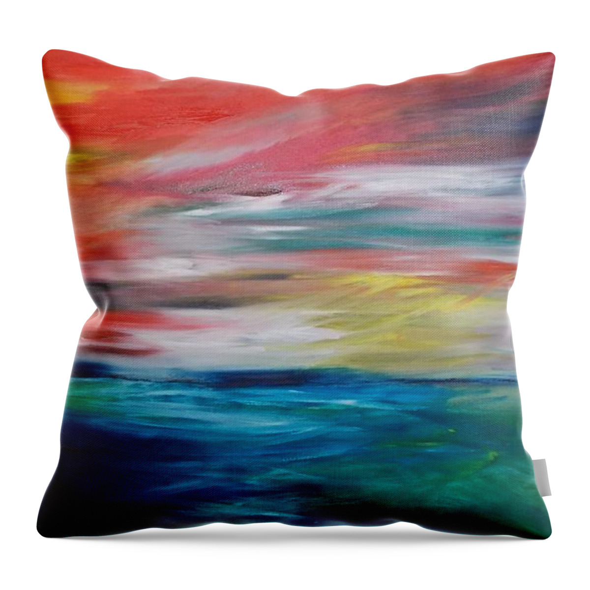 Sunset Throw Pillow featuring the painting End of day by PainterArtist FIN