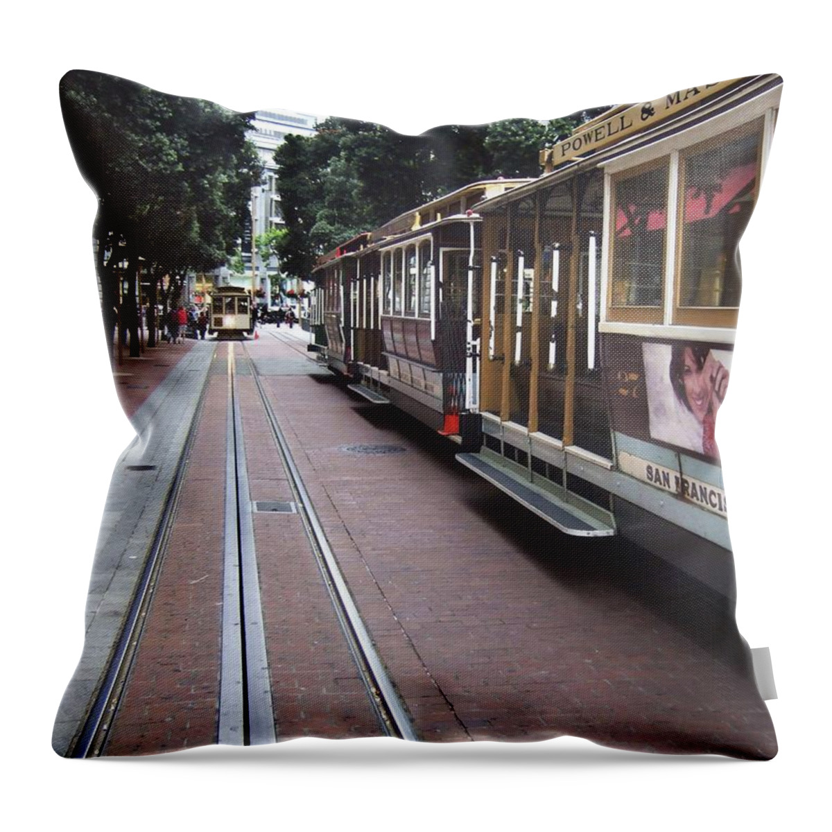 Cable Car Throw Pillow featuring the photograph End of the Line by Steve Ondrus