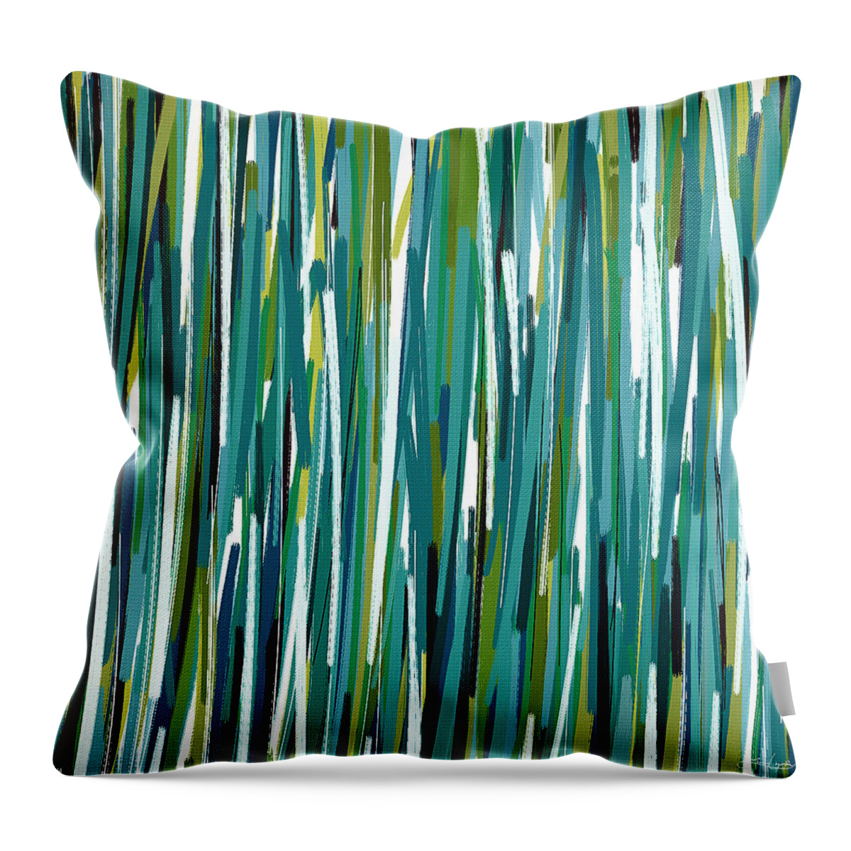 Turquoise Throw Pillow featuring the painting Energy Rises by Lourry Legarde