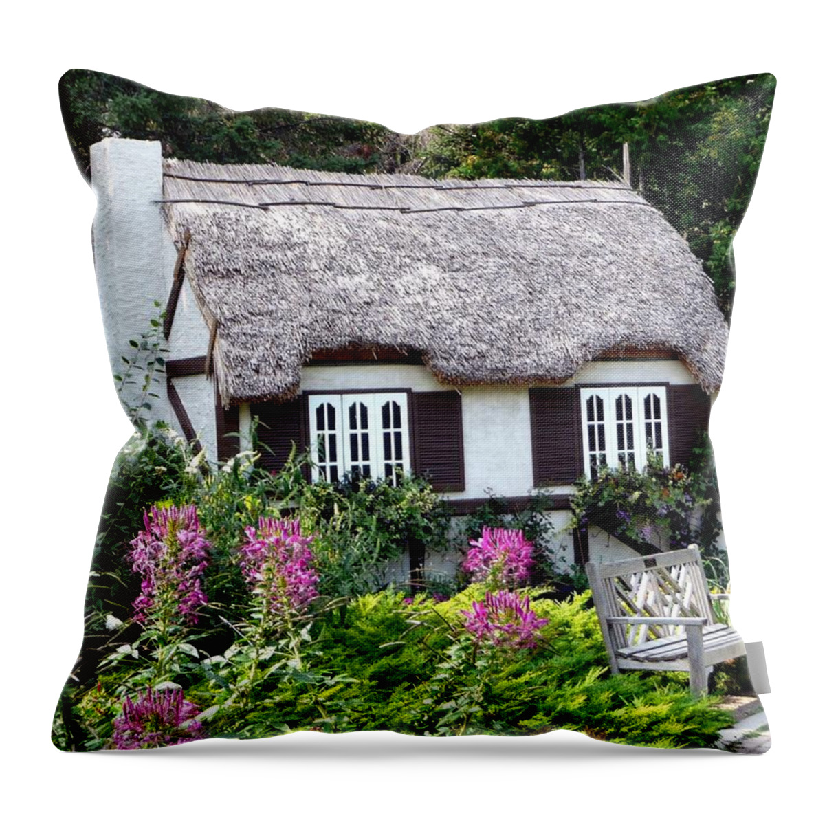 Summer Throw Pillow featuring the photograph English Gardens Repose by Larry Trupp