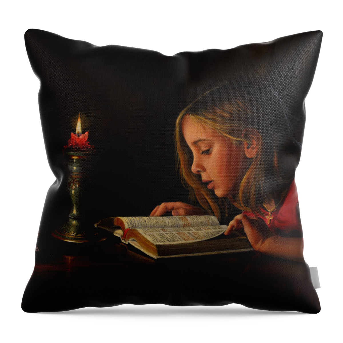 Religious Painting Throw Pillow featuring the painting Enlightenment by Glenn Beasley