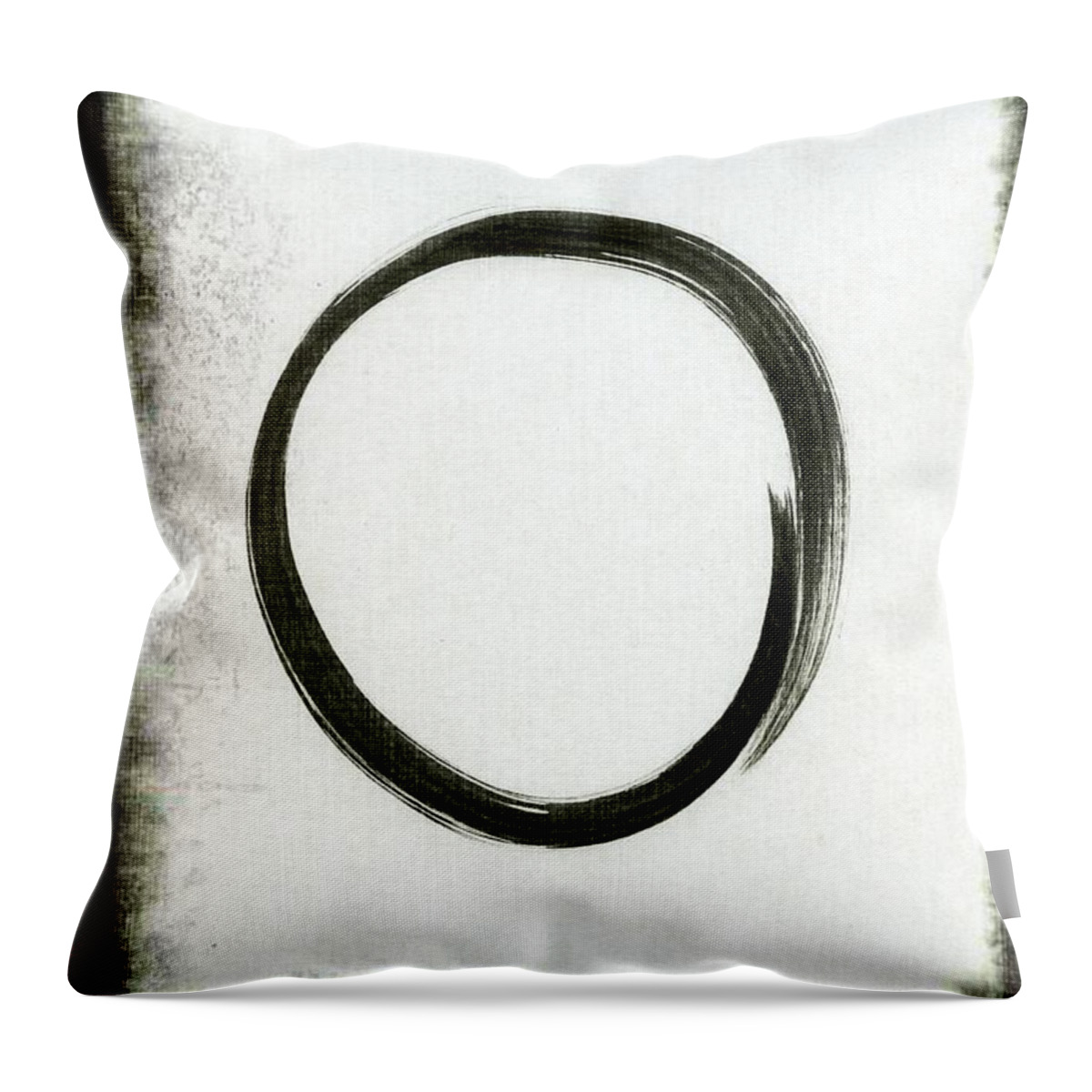 Enso Throw Pillow featuring the painting Enso #2 - Zen Circle Abstract Black and Red by Marianna Mills
