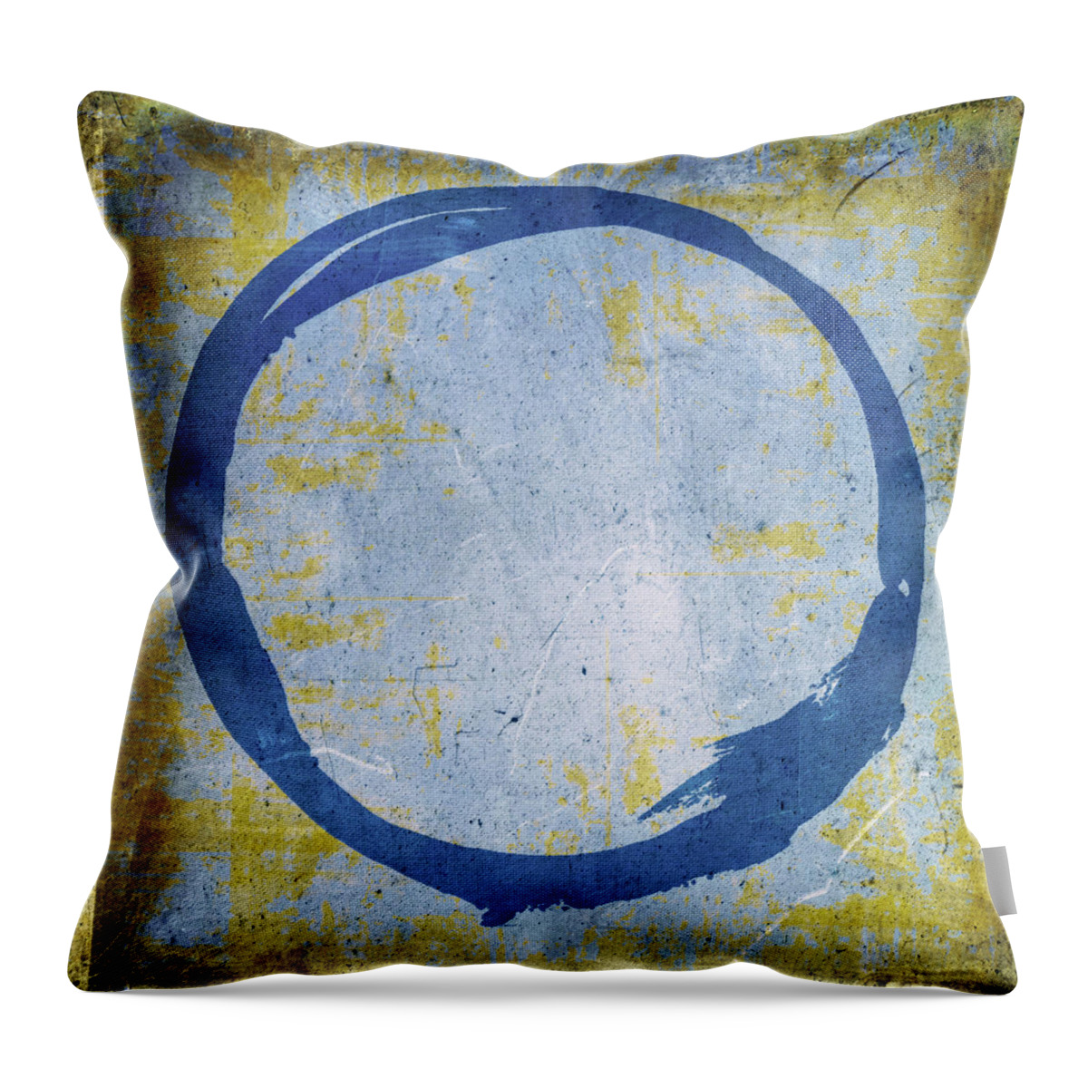 Blue Throw Pillow featuring the painting Enso No. 109 Blue on Blue by Julie Niemela