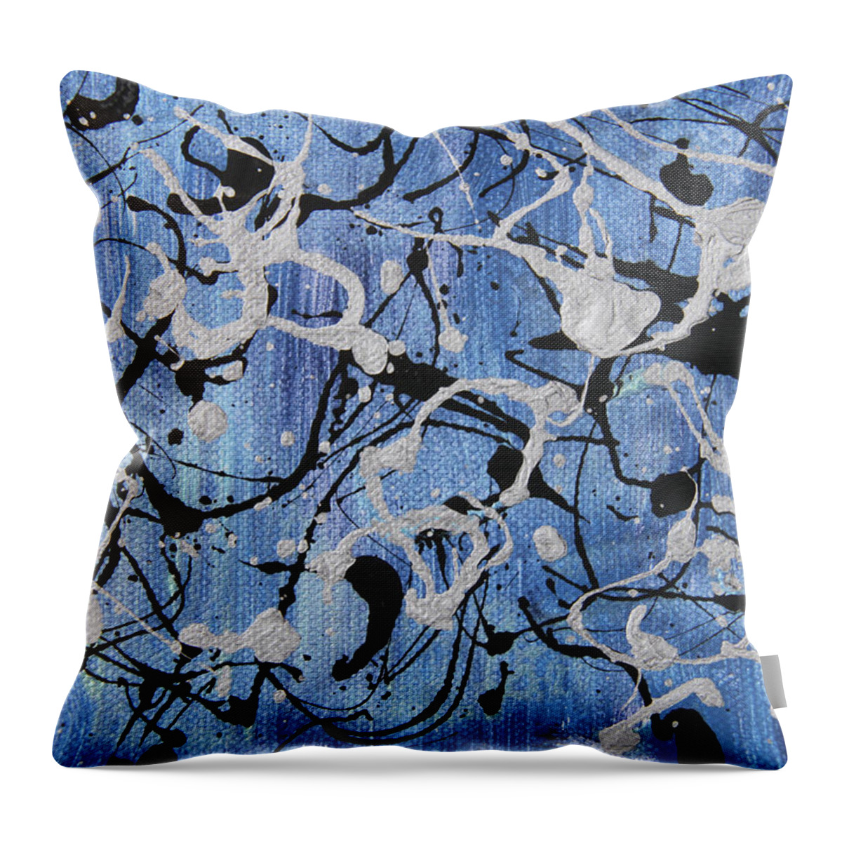 Abstract Throw Pillow featuring the painting Enya Blue by Laura Lane