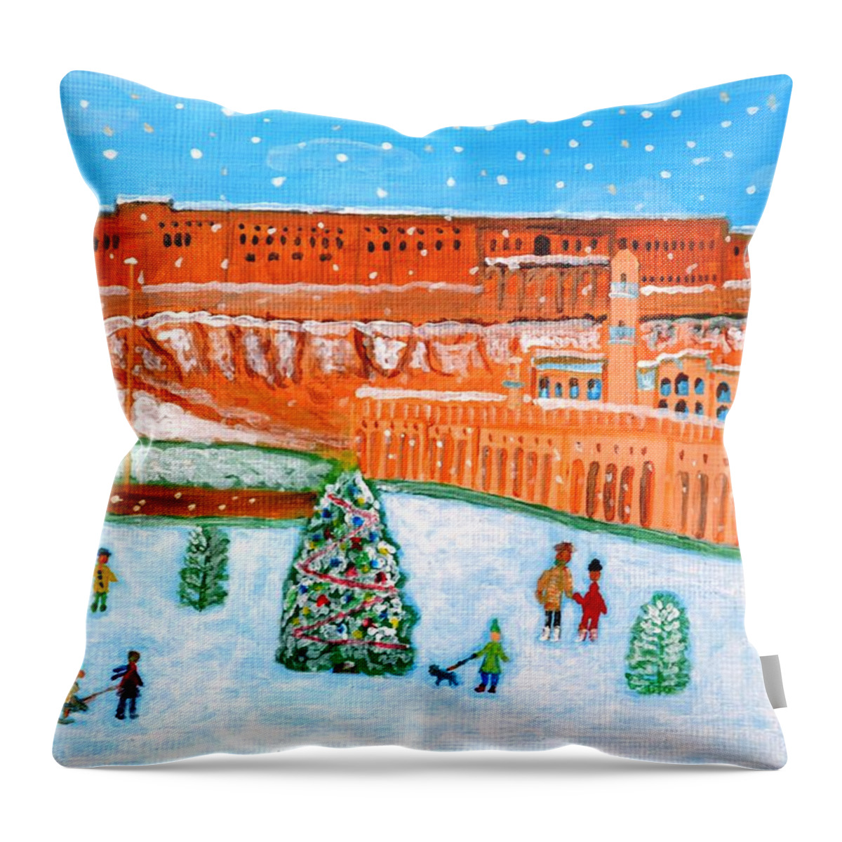 Erbil Throw Pillow featuring the painting Erbil Citadel Christmas by Magdalena Frohnsdorff