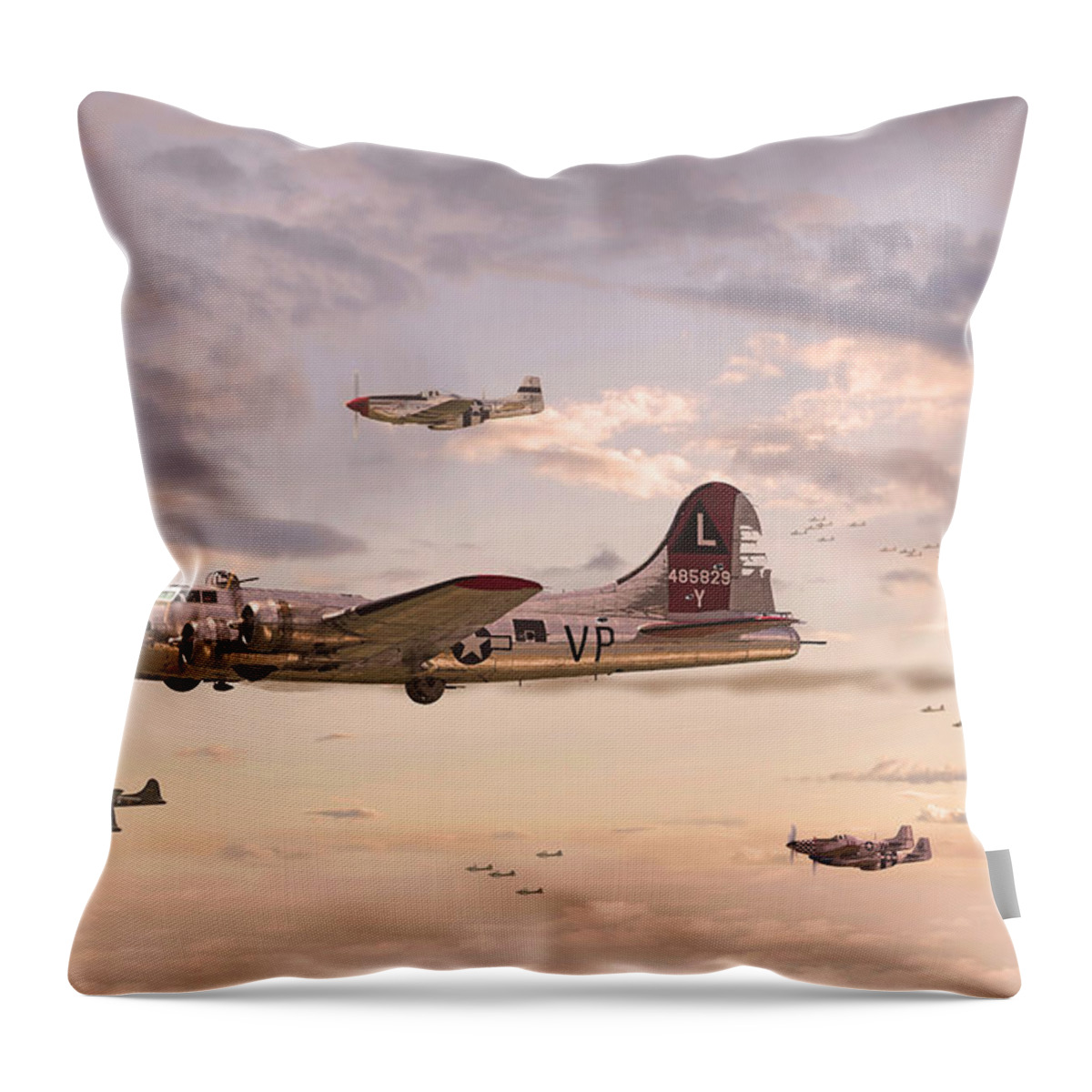 Aircraft Throw Pillow featuring the digital art Escort Service by Pat Speirs