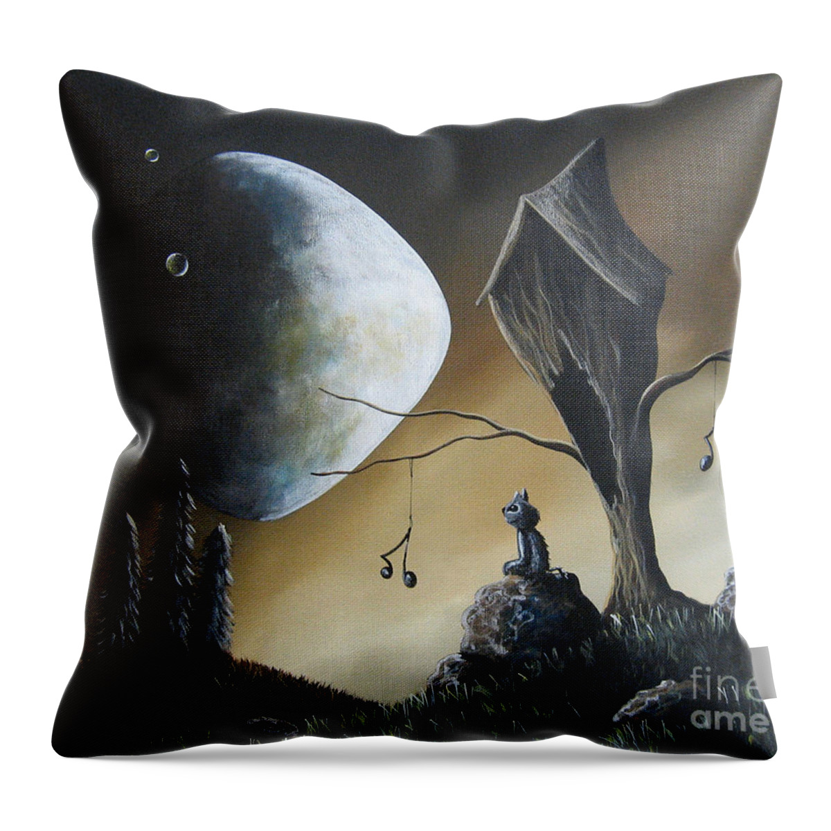 Cats Throw Pillow featuring the painting Even Cats Have Strange Dreams by Shawna Erback by Moonlight Art Parlour