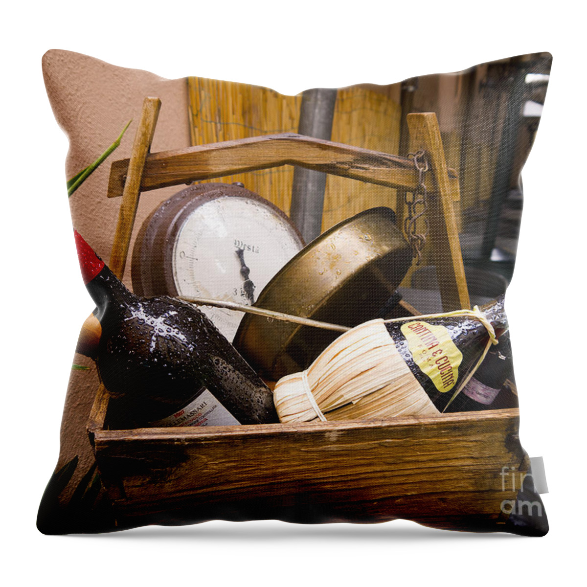 Bottle Throw Pillow featuring the photograph Even Italian Garbage is Classy by Brenda Kean