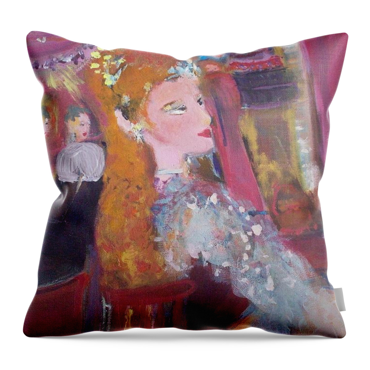 Theatre Throw Pillow featuring the painting Evening at the theatre by Judith Desrosiers