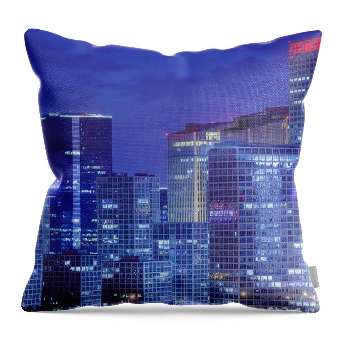 Tranquility Throw Pillow featuring the photograph Evening Cityscape Of Beijing Cbd Area by Czqs2000 / Sts