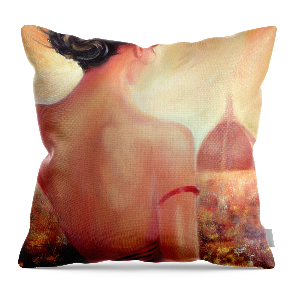 Evening In Florence Throw Pillow featuring the painting Evening in Florence by Michael Rock