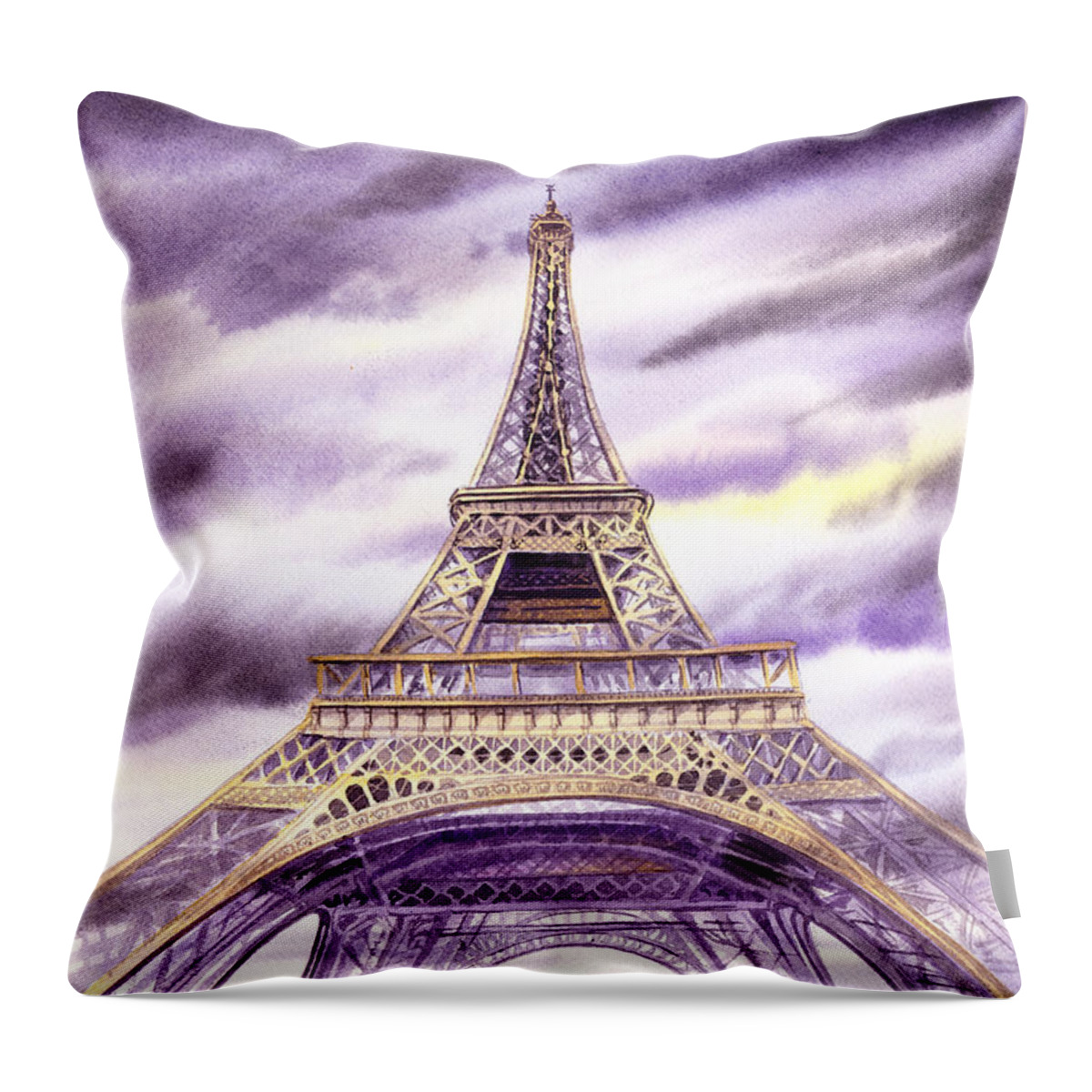 France Throw Pillow featuring the painting Evening In Paris A Walk To The Eiffel Tower by Irina Sztukowski