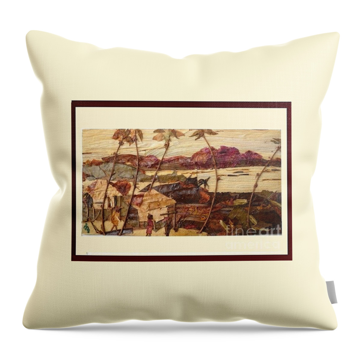 Landscape Throw Pillow featuring the mixed media Evening Light by Basant Soni