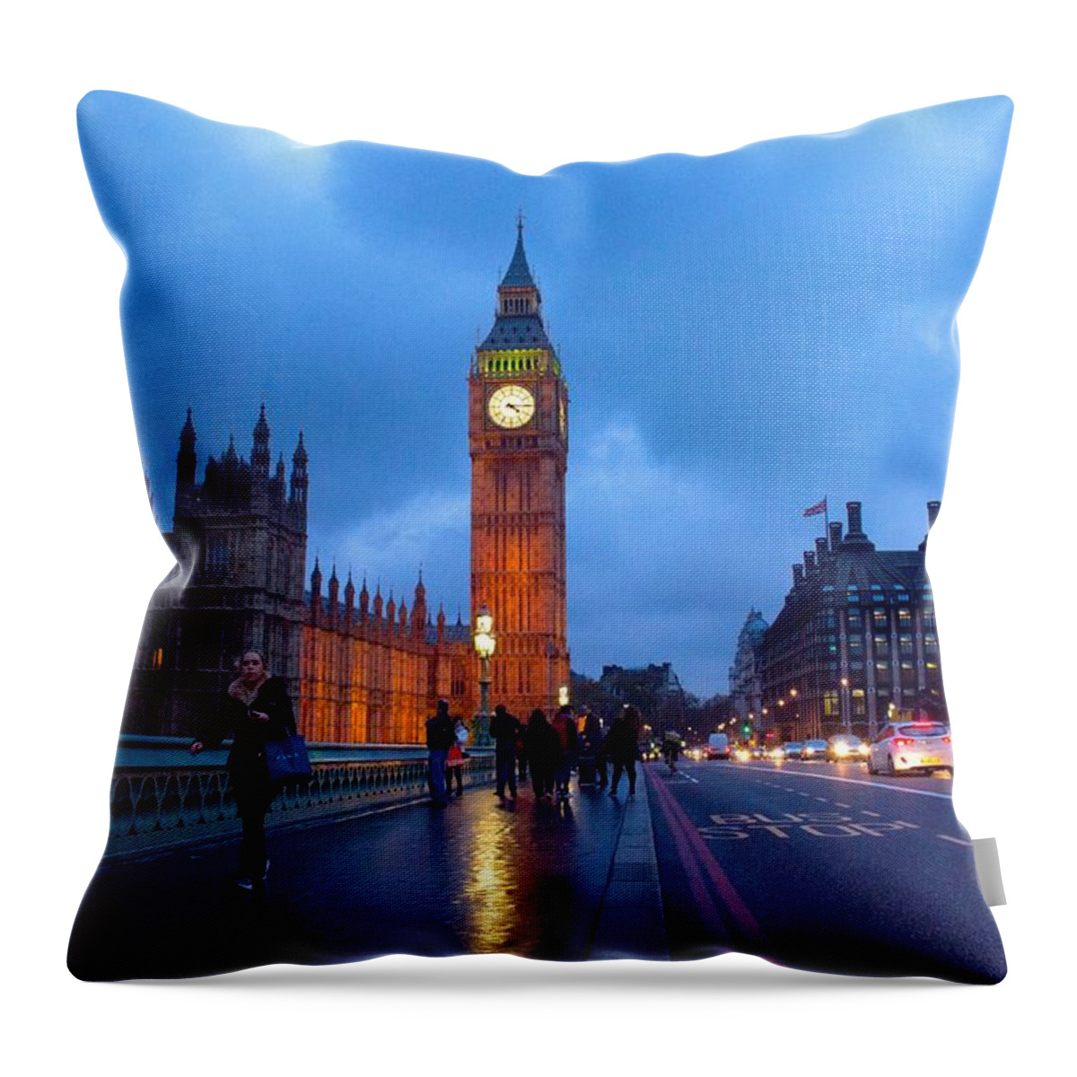 London Throw Pillow featuring the photograph Evening London. Westminster by Marzhan Jambekova