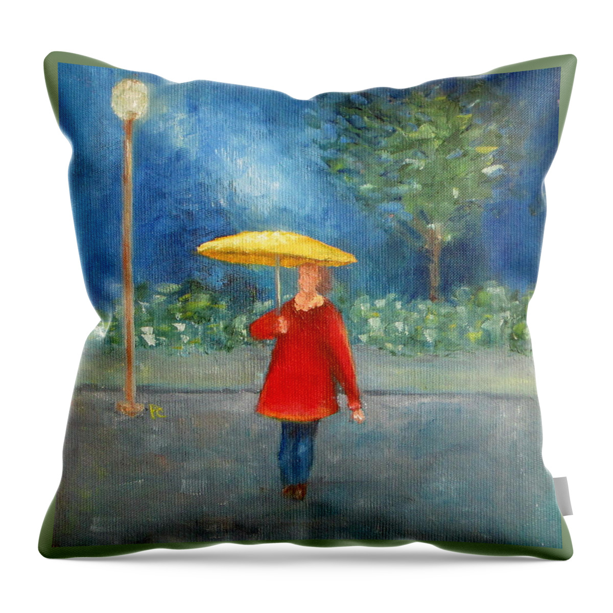Girl Throw Pillow featuring the painting Evening Rain by Patricia Cleasby
