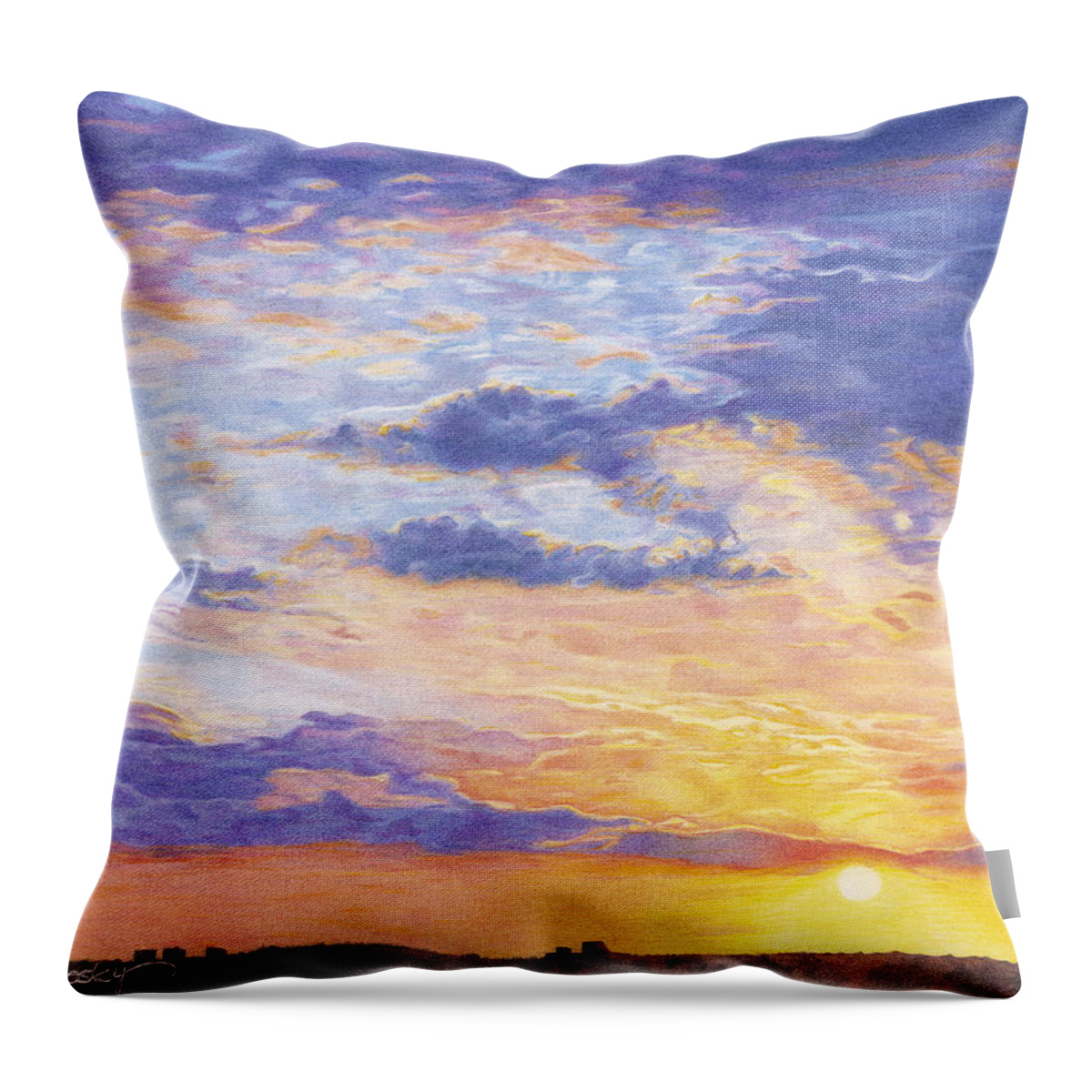 Desert Throw Pillow featuring the drawing Evening Sky by Diana Hrabosky