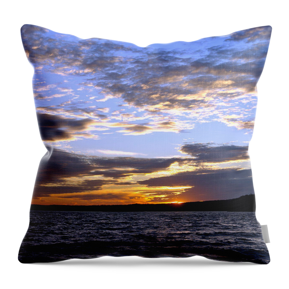 Pennsylvania Throw Pillow featuring the photograph Evening Sky over Lake by Olivier Le Queinec