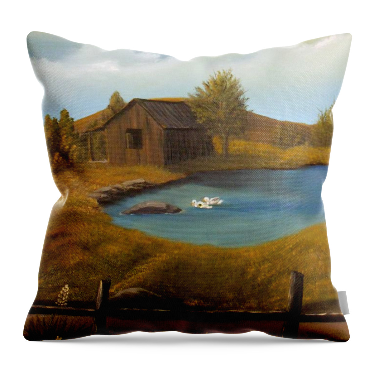 Evening Throw Pillow featuring the painting Evening Solitude by Sheri Keith