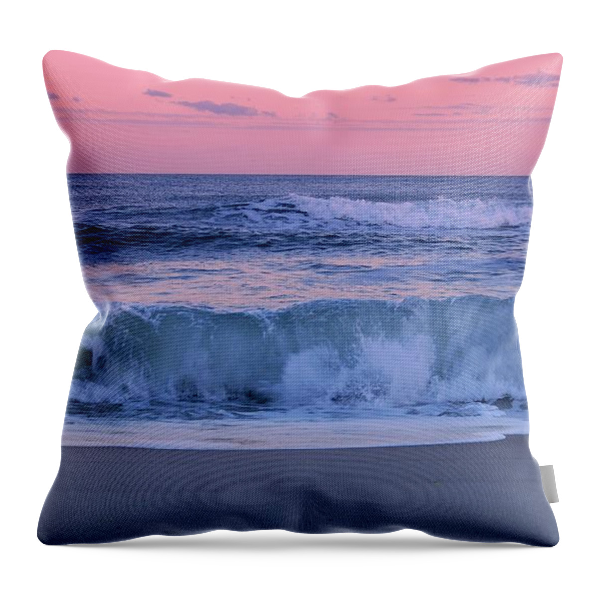 Jersey Shore Throw Pillow featuring the photograph Evening Waves - Jersey Shore by Angie Tirado