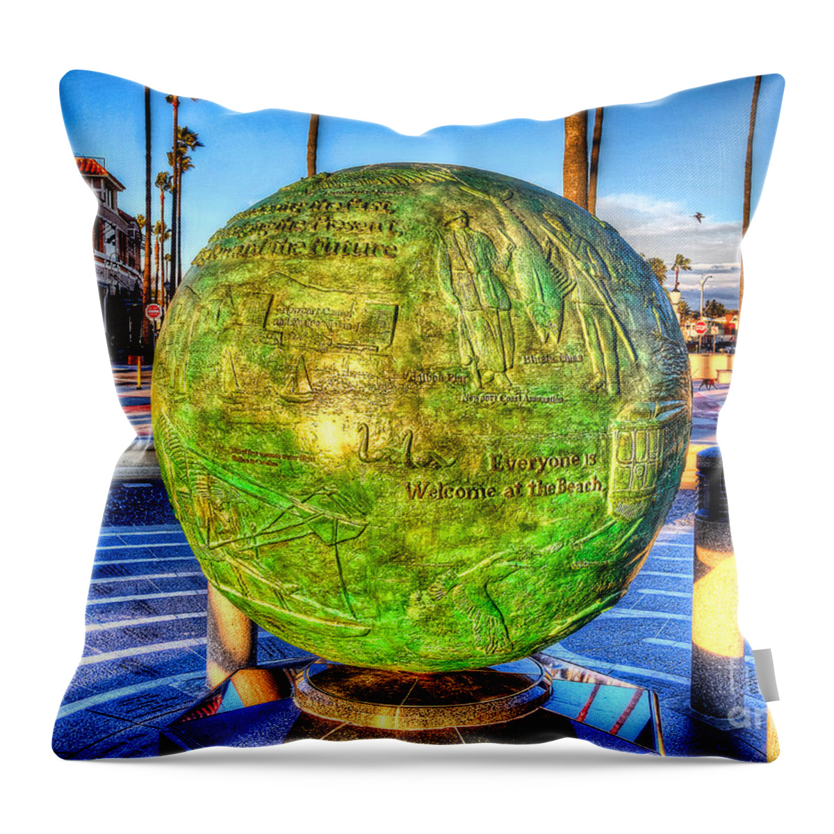 Newport Beach Throw Pillow featuring the photograph Everyone is Welcome at the Beach by Jim Carrell