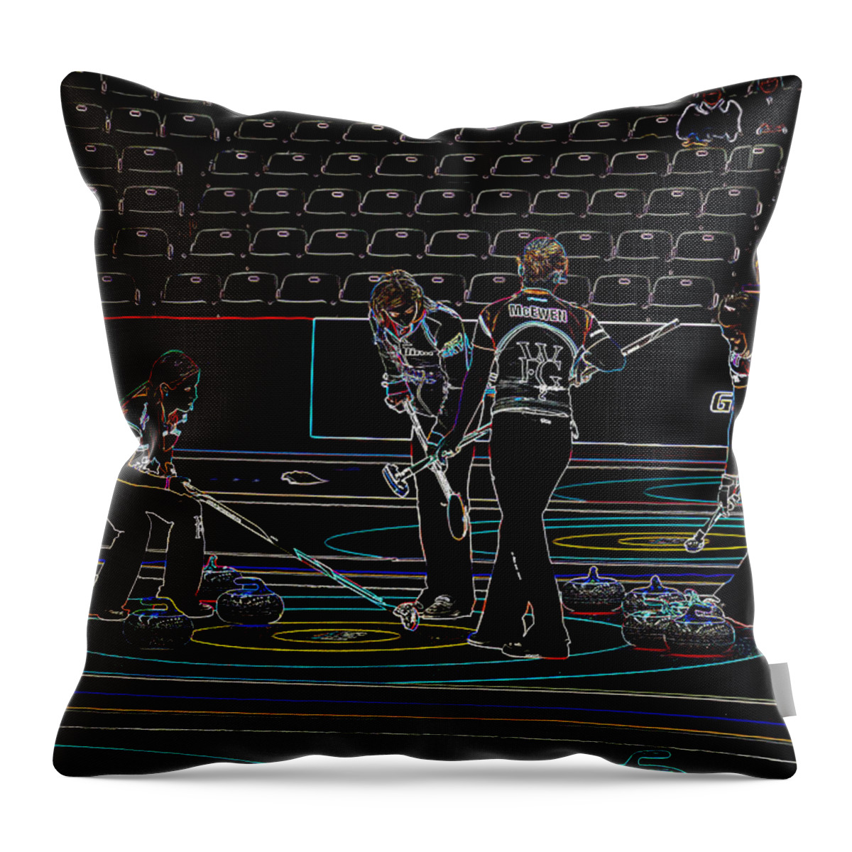 Curling Throw Pillow featuring the photograph Everyone Watch the Rock 4 Jones and Muirhead by Lawrence Christopher