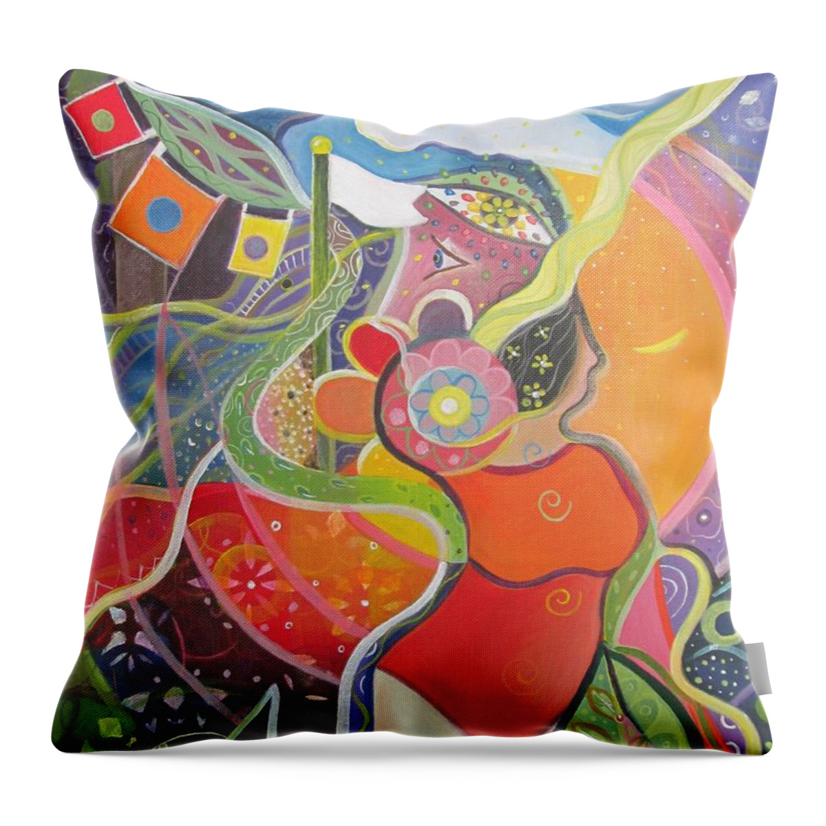 Life Throw Pillow featuring the painting Everything All The Time by Helena Tiainen