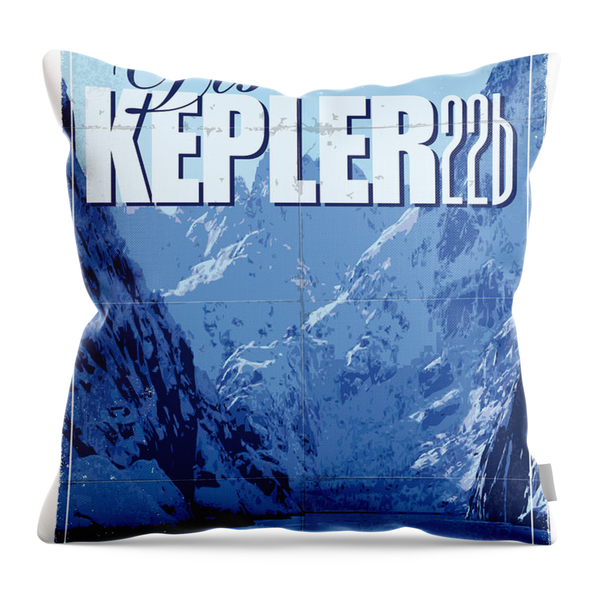 Space Throw Pillow featuring the digital art Exoplanet 02 Travel Poster KEPLER 22b by Chungkong Art