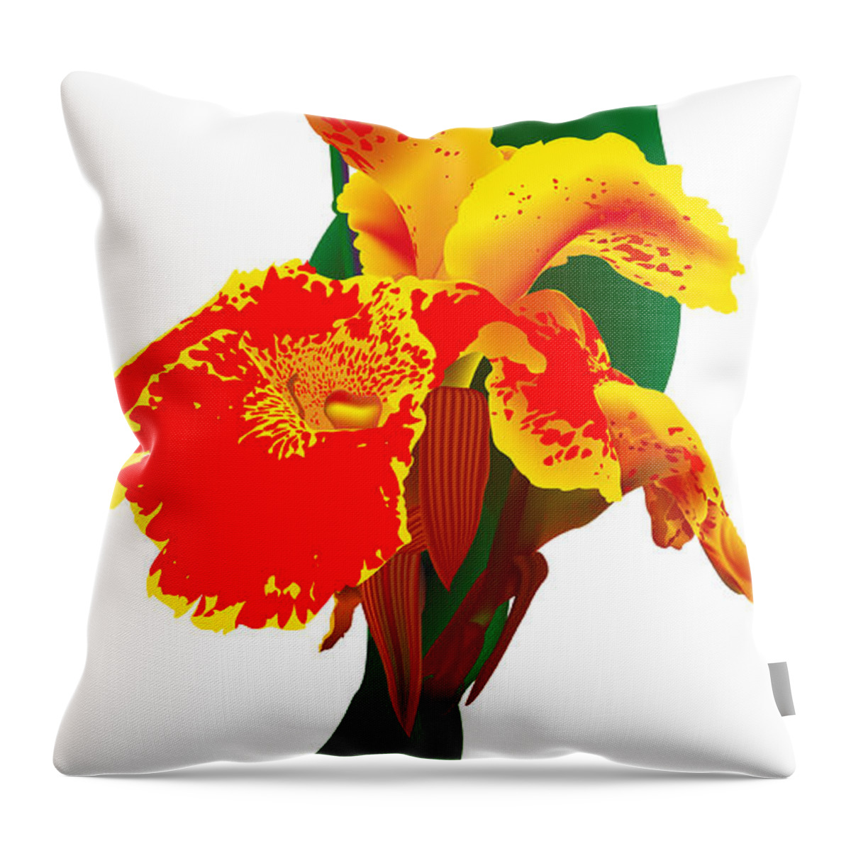 Illustration Throw Pillow featuring the digital art Exotic Flower by Gina Koch