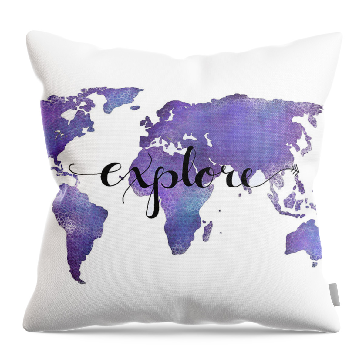 Explore Throw Pillow featuring the digital art Explore World Map Painting by Michelle Eshleman