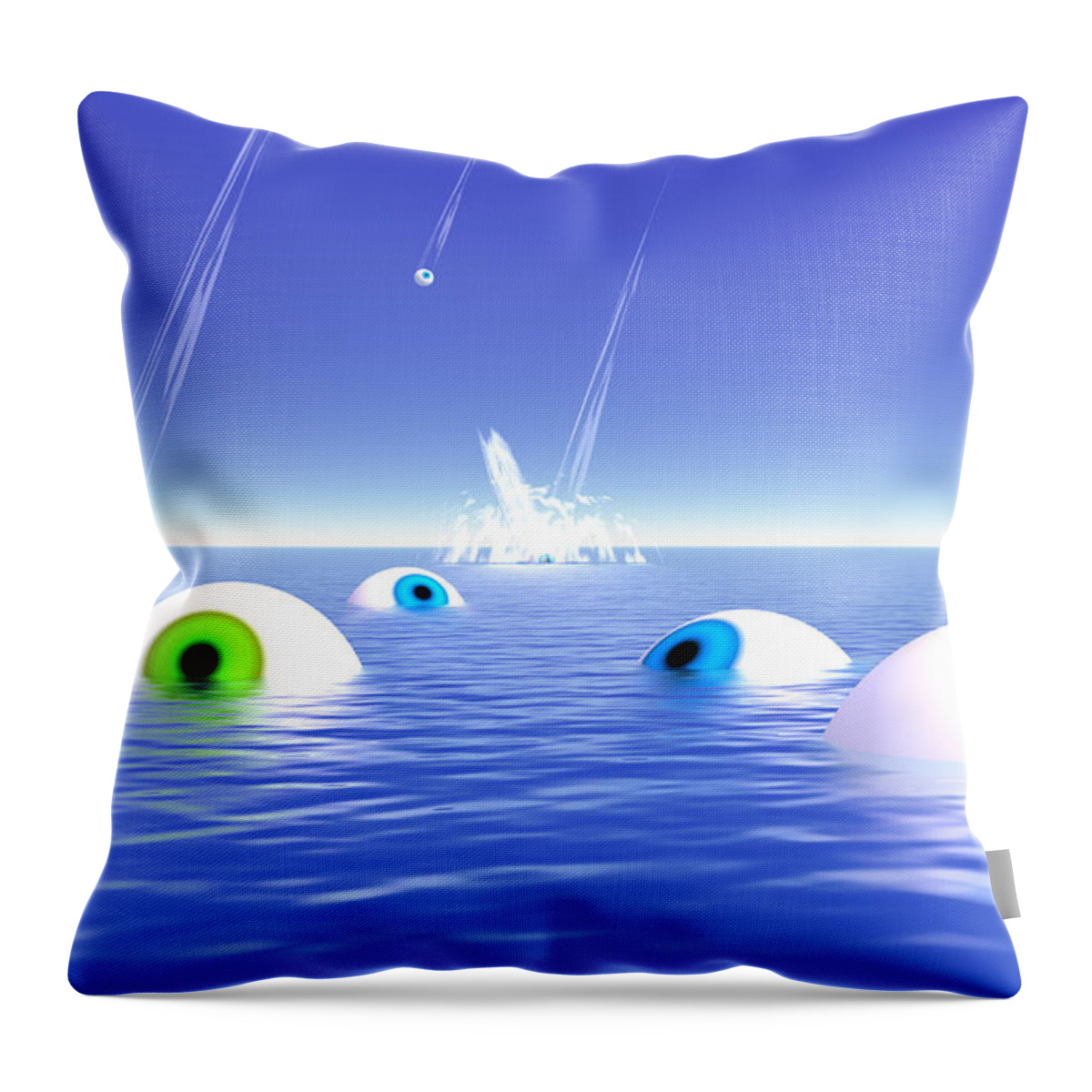 Blue Throw Pillow featuring the digital art Eye Tide by Lars Lentz