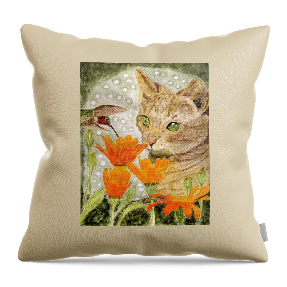 Kittens Throw Pillow featuring the painting Eye To Eye by Angela Davies