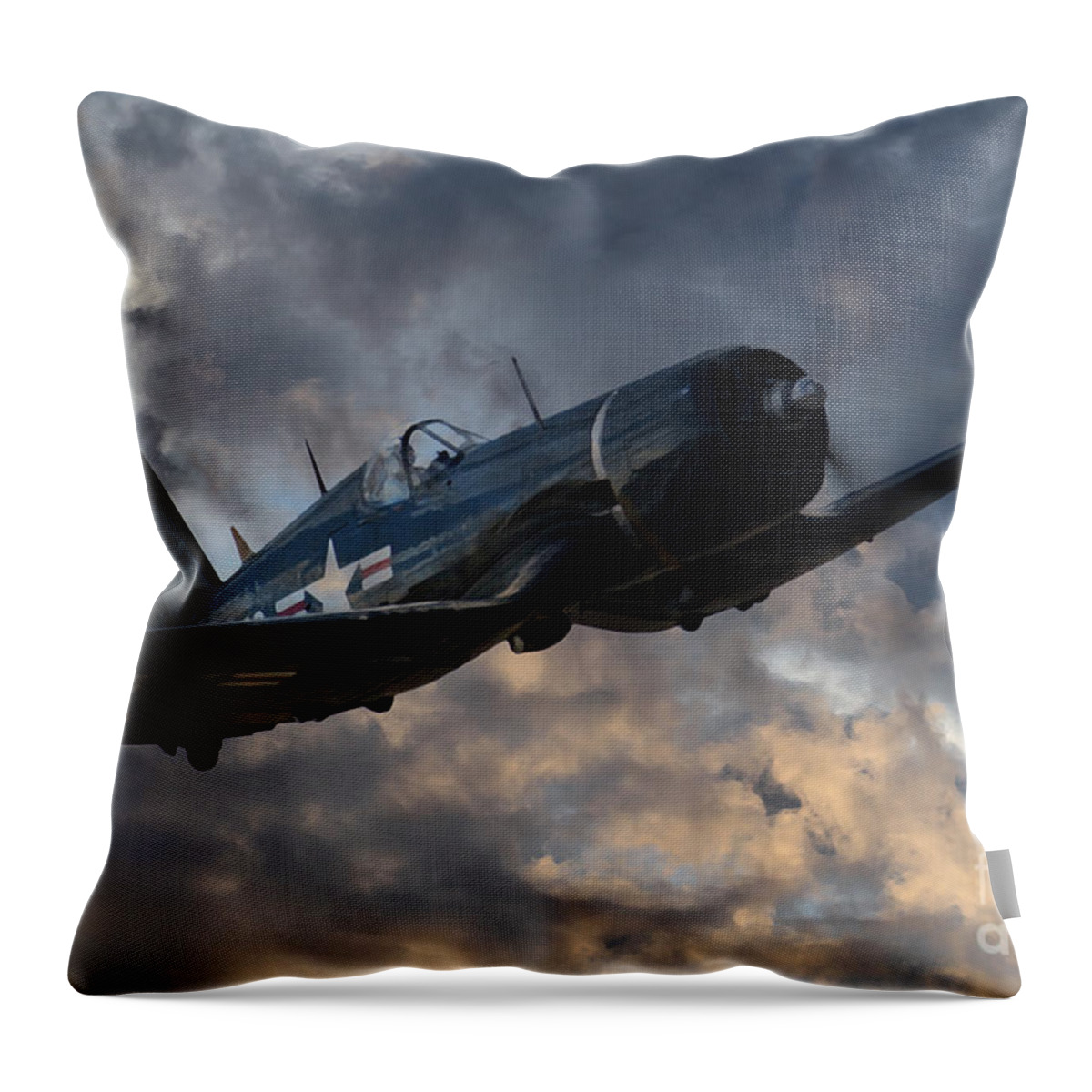 F-4u Throw Pillow featuring the digital art F4 Corsair Tribute by Airpower Art