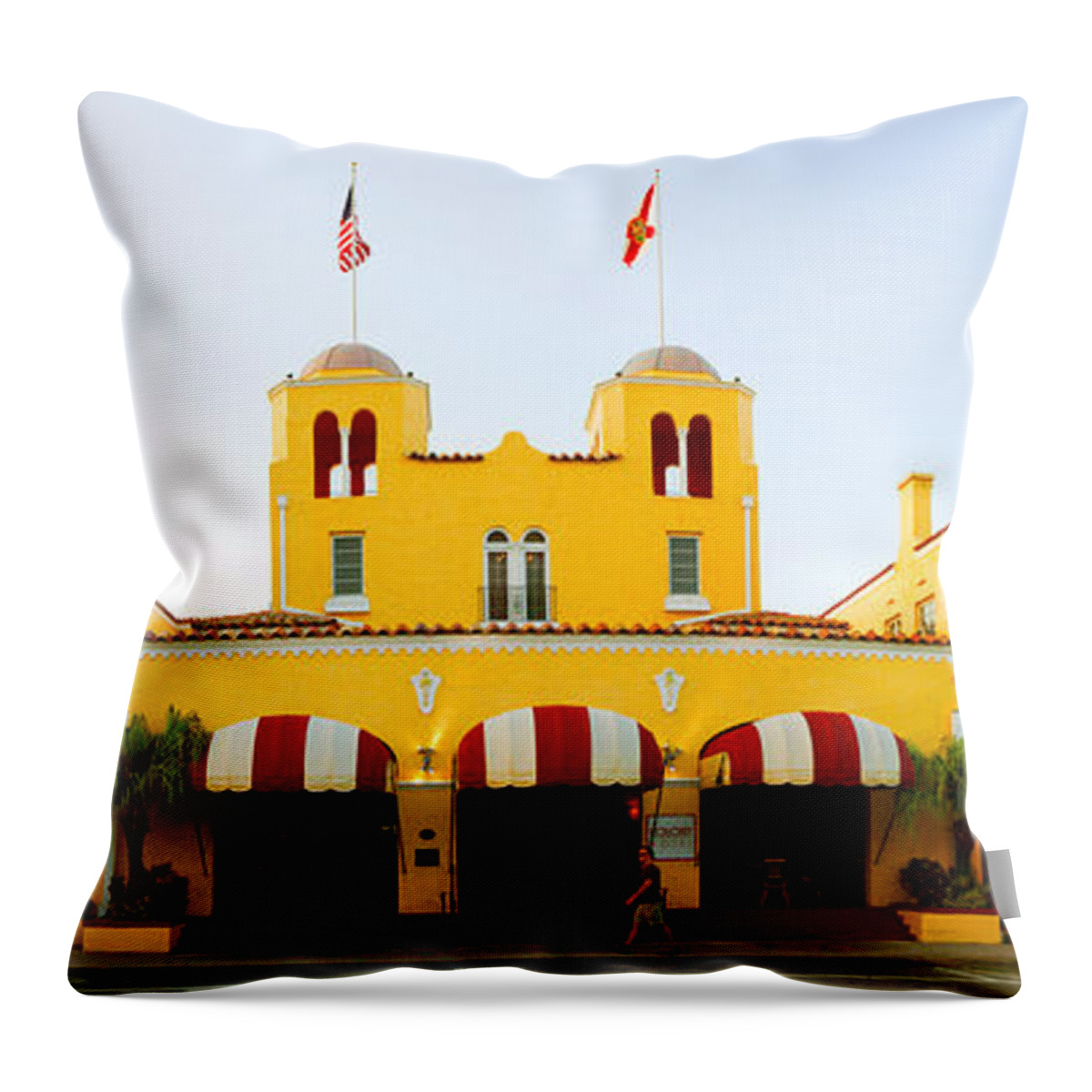 Photography Throw Pillow featuring the photograph Facade Of A Hotel, Colony Hotel, Delray by Panoramic Images