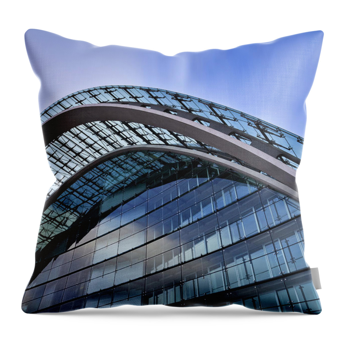 Berlin Throw Pillow featuring the photograph Facade Of An Office Building - Modern by Mf-guddyx