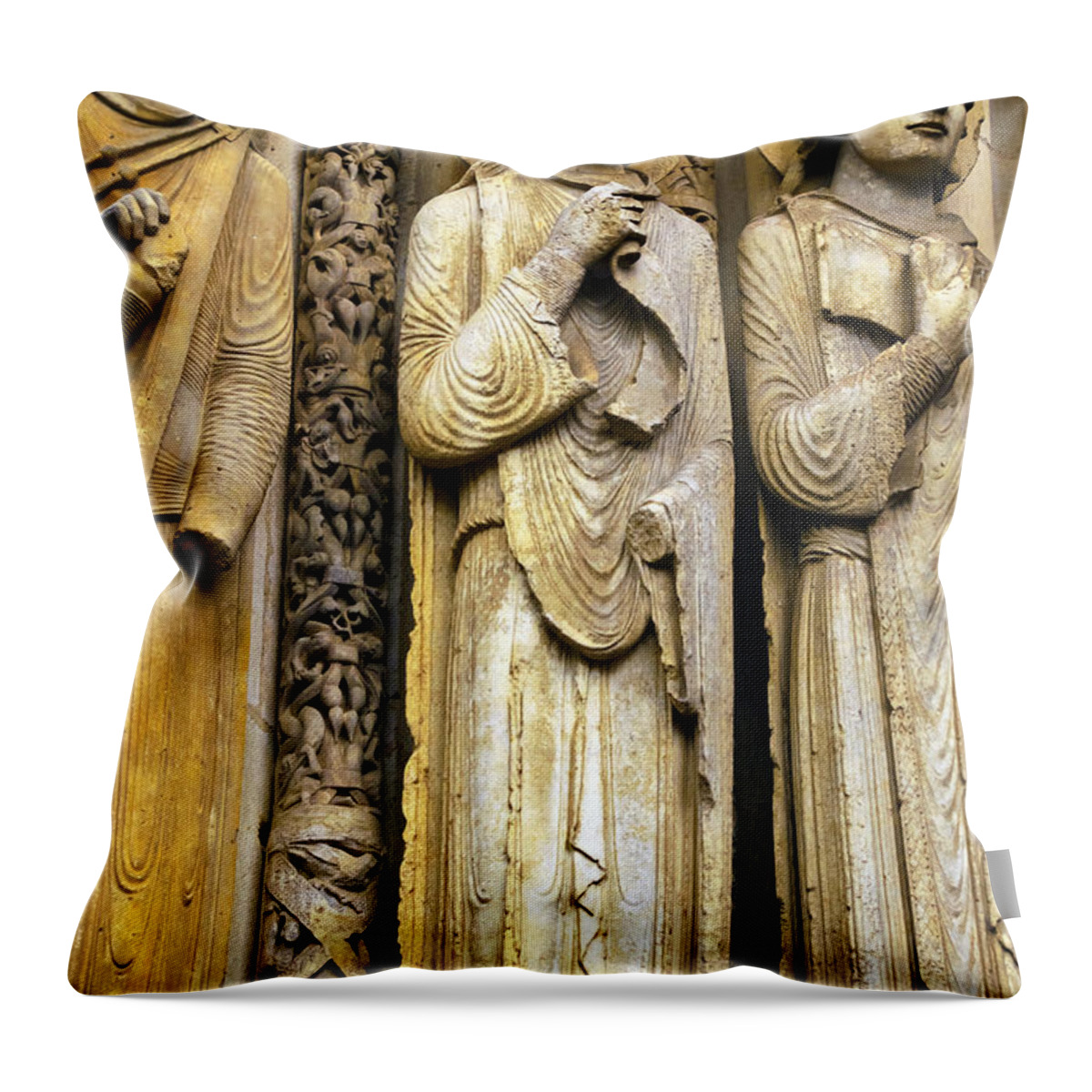 Travel Throw Pillow featuring the photograph Facade of Chartres by Elvis Vaughn