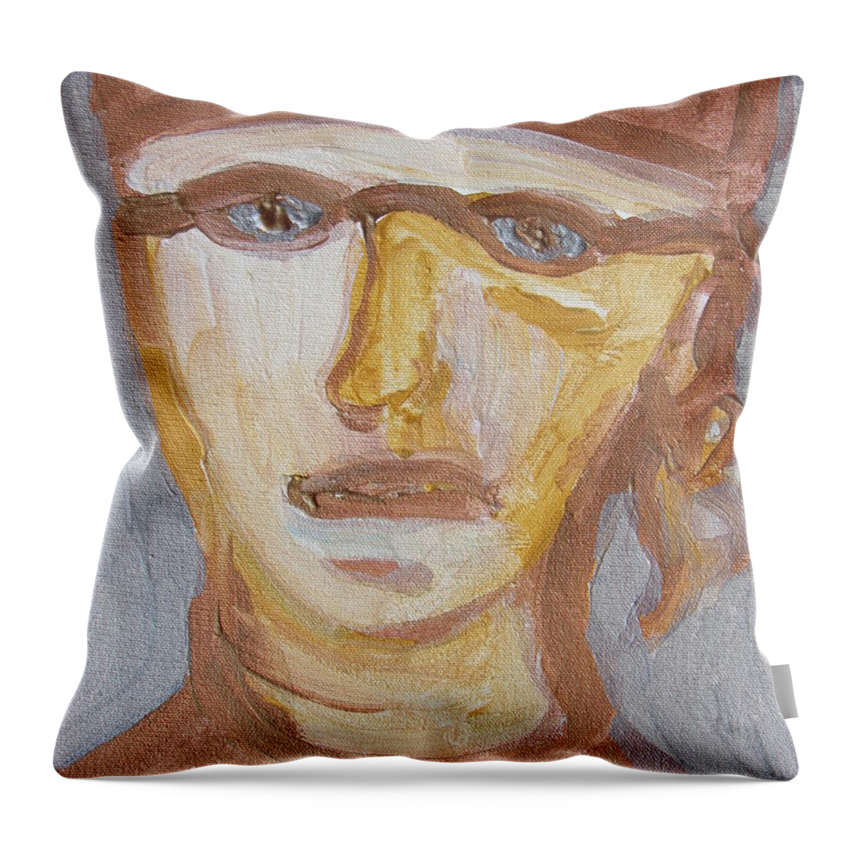 Face Throw Pillow featuring the painting Face Five by Shea Holliman