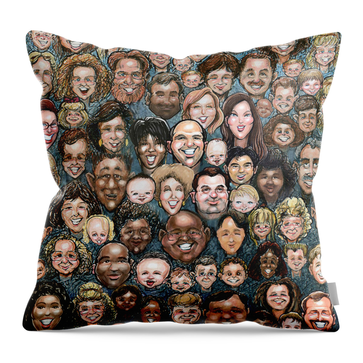 Face Throw Pillow featuring the digital art Faces of Humanity by Kevin Middleton