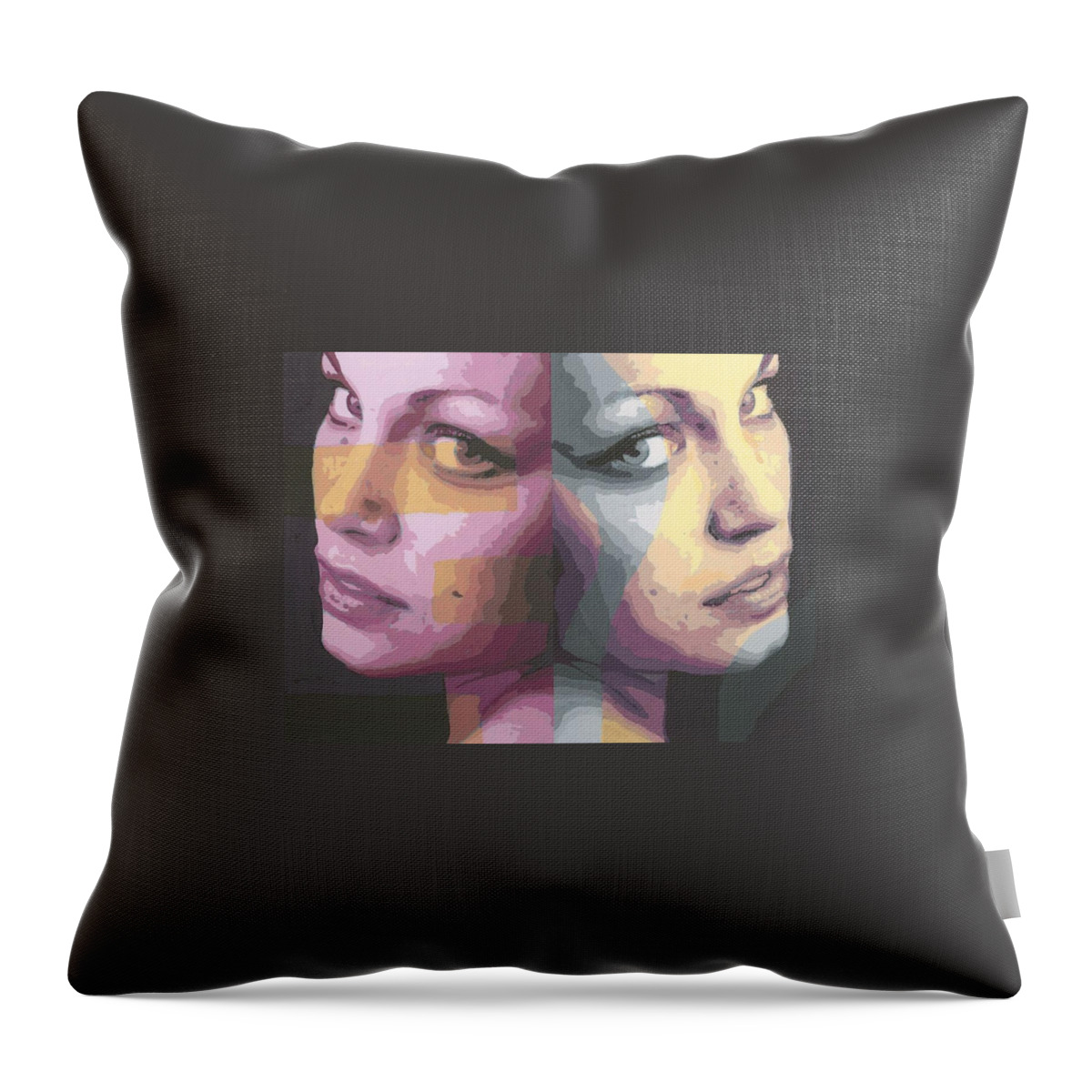 Faces Throw Pillow featuring the painting Faces by Rachel Bochnia
