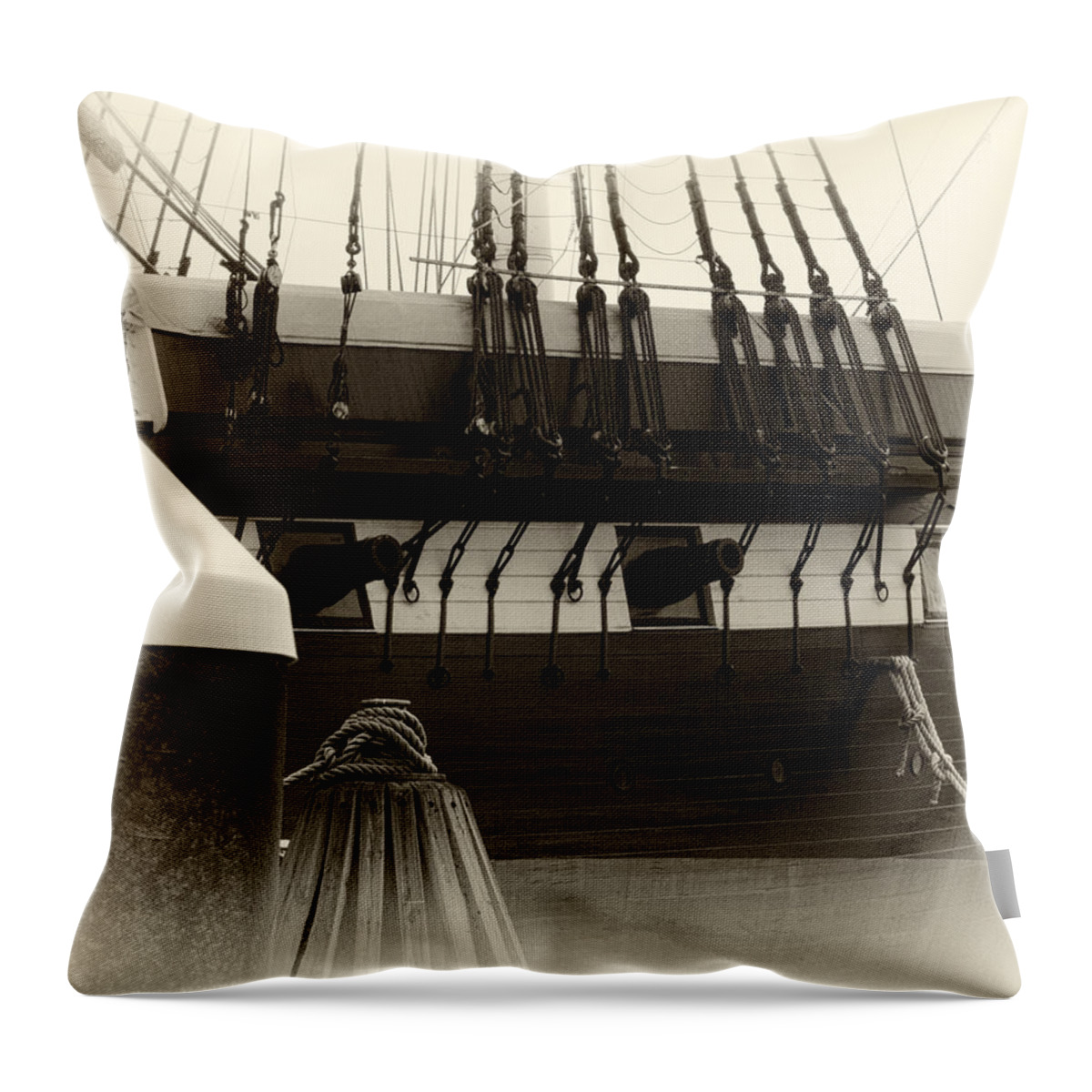 Uss Constellation Throw Pillow featuring the photograph Faded Glory by Bill Swartwout