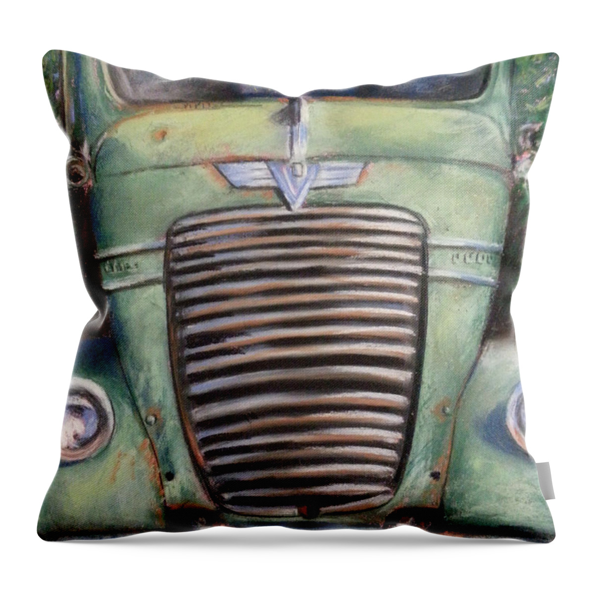 Dodge Truck Throw Pillow featuring the pastel Faded Glory by Brenda Salamone