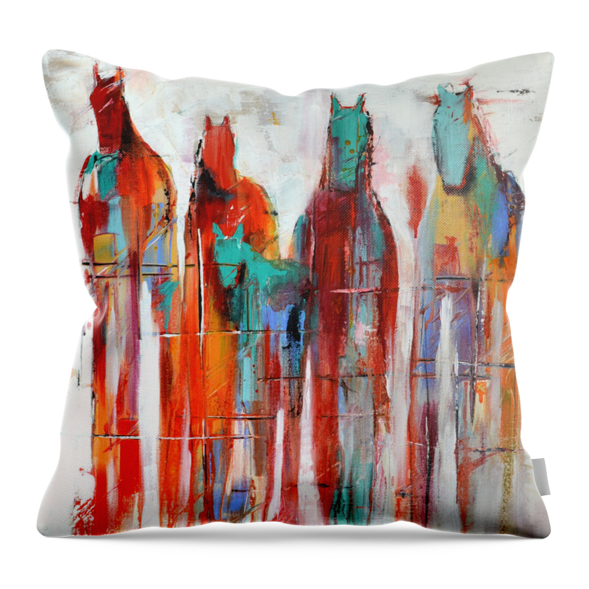 Horse Throw Pillow featuring the painting Fading Away by Cher Devereaux