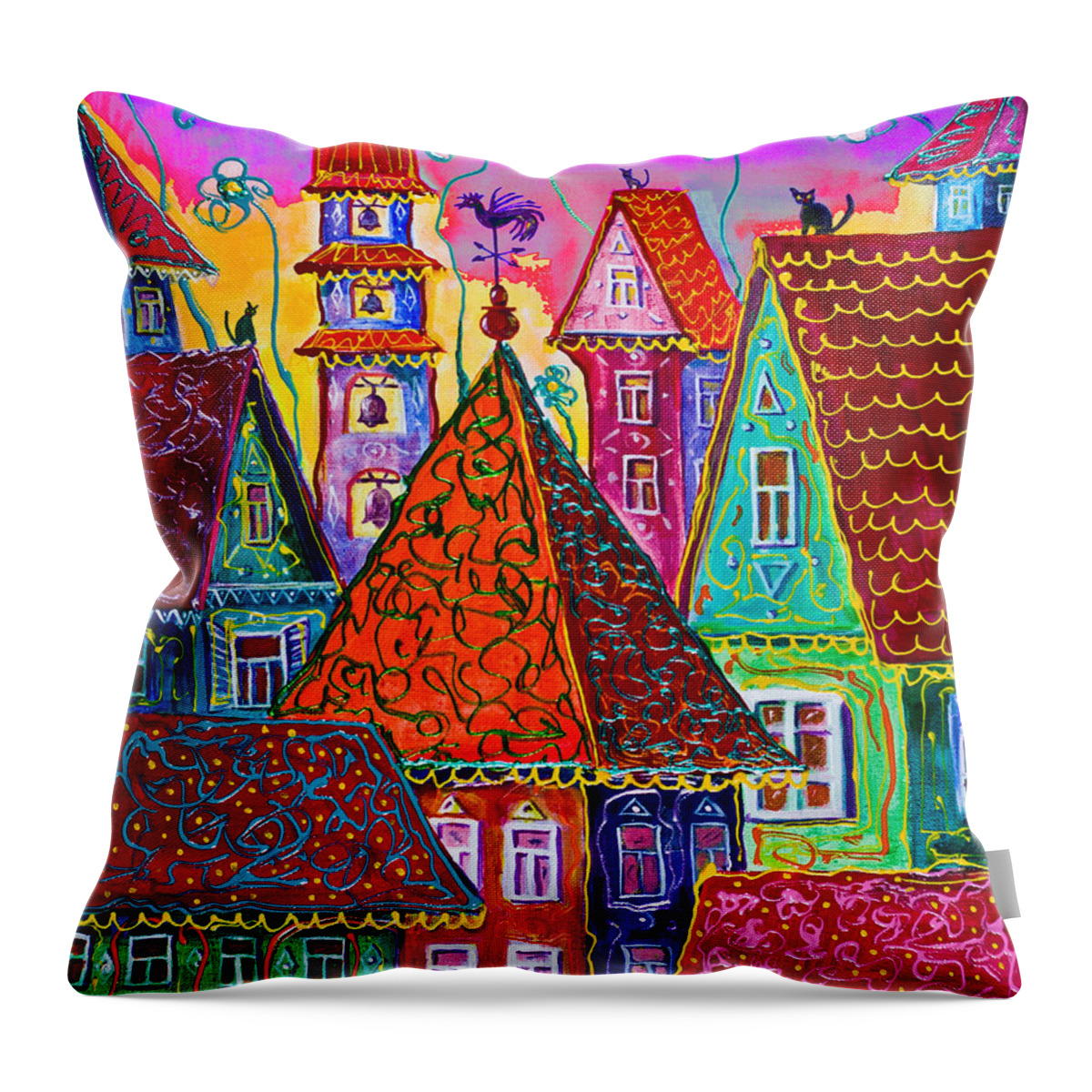 Acrylic Throw Pillow featuring the painting Magic town by Maxim Komissarchik