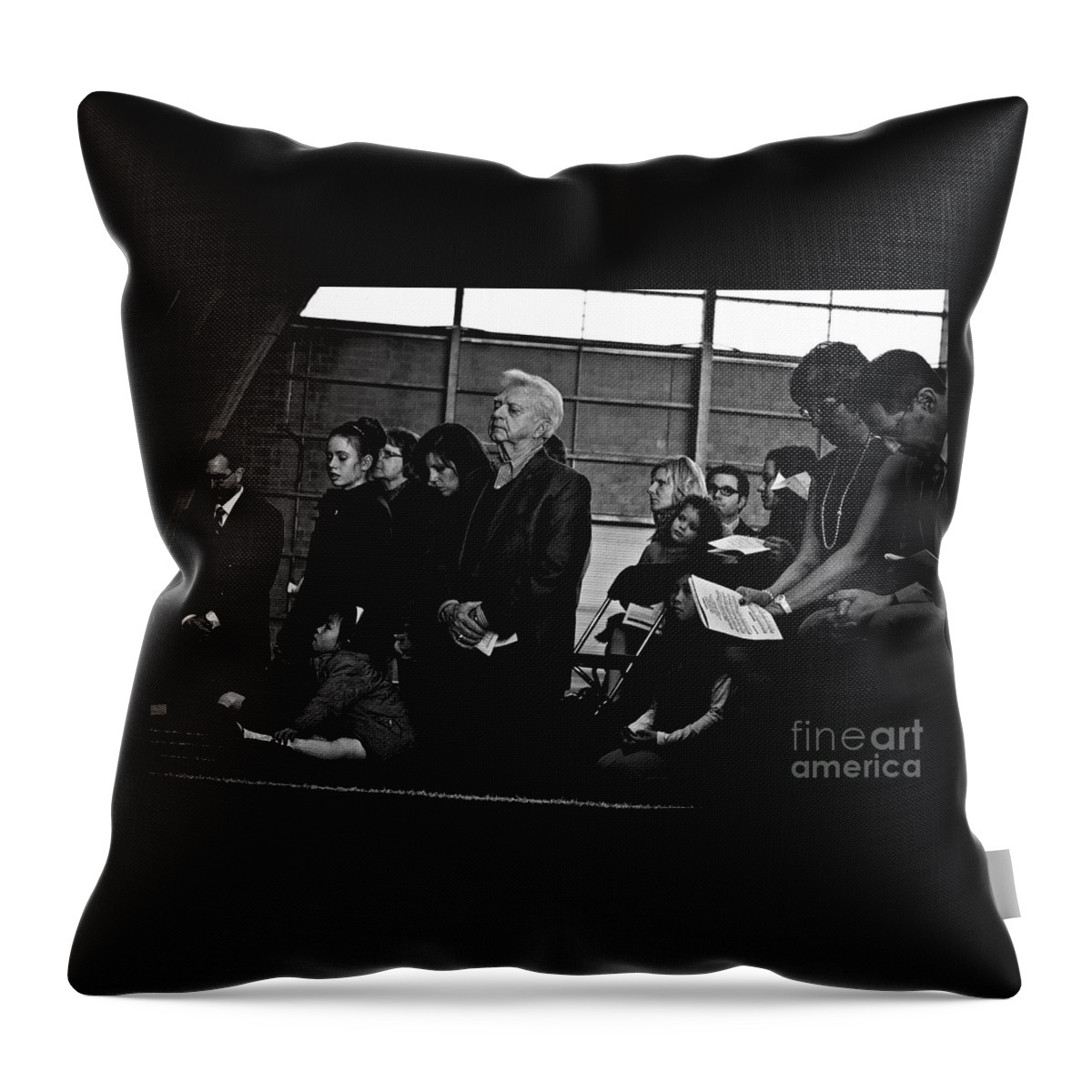 Black And White Throw Pillow featuring the photograph Faithful Fatherhood by Frank J Casella