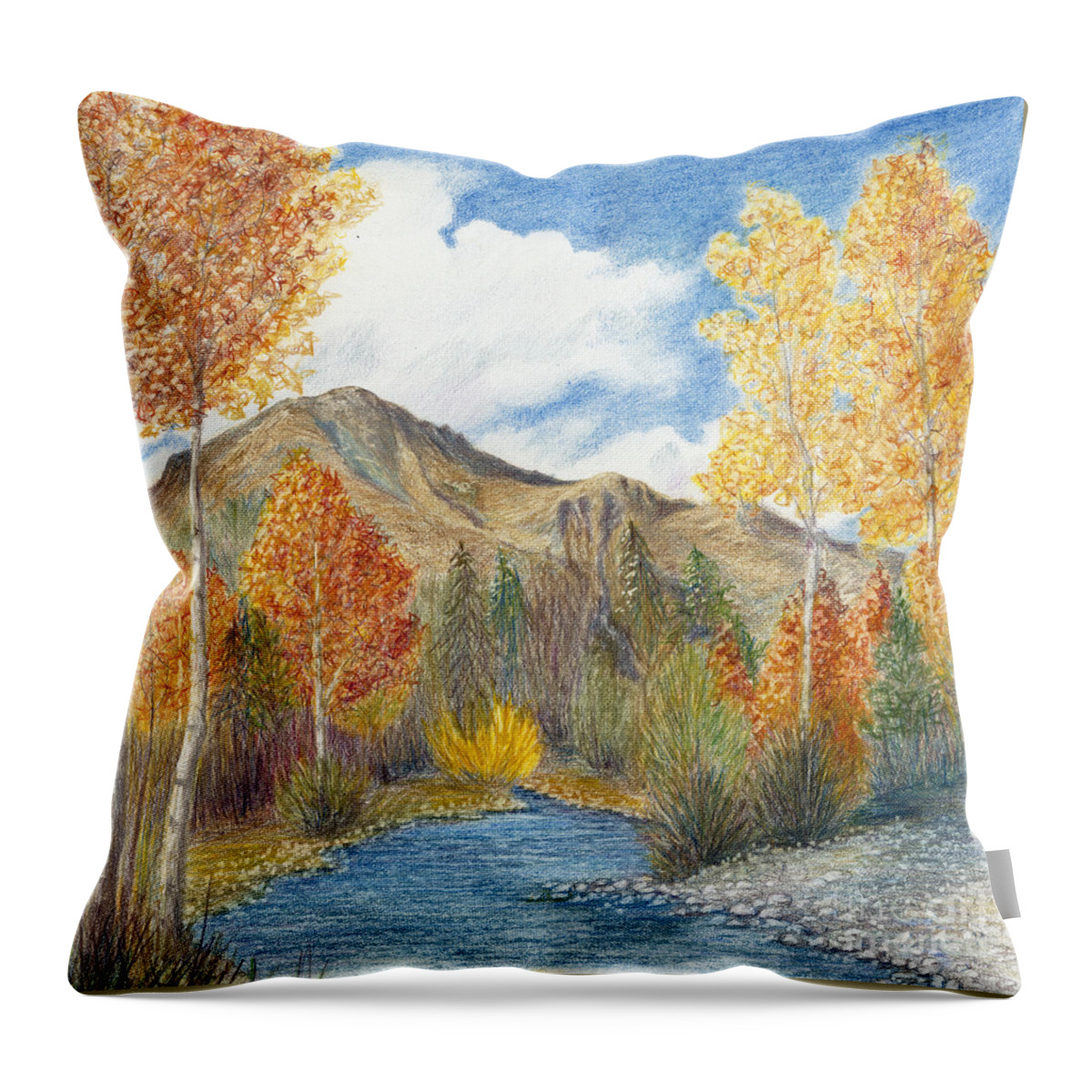 Fall Throw Pillow featuring the painting Fall Aspens by Phyllis Howard
