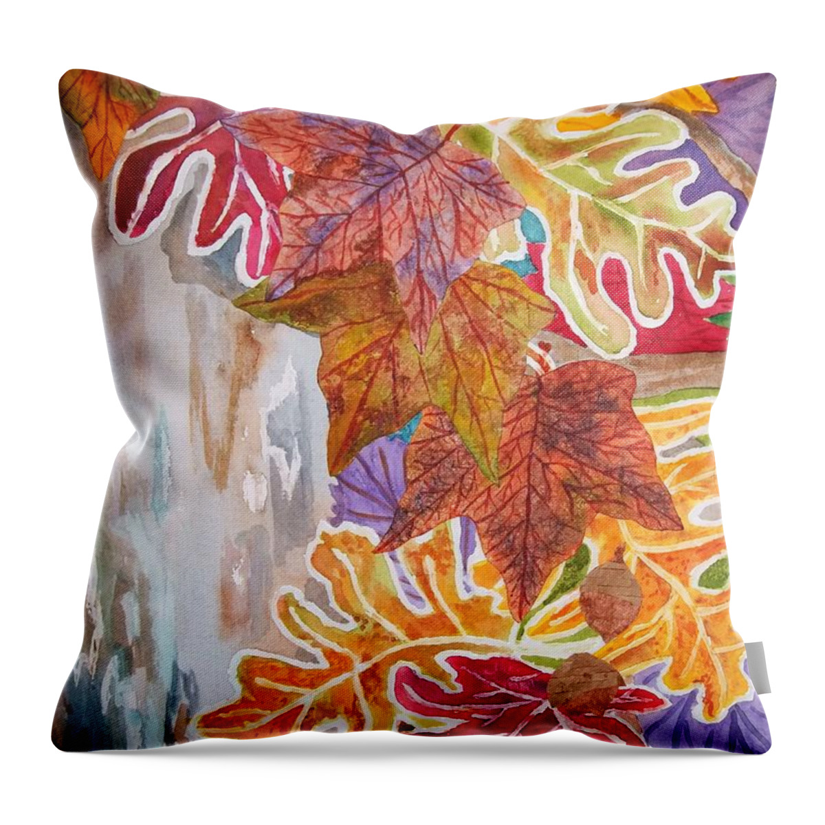 Fall Throw Pillow featuring the painting Fall Flurry by Ellen Levinson
